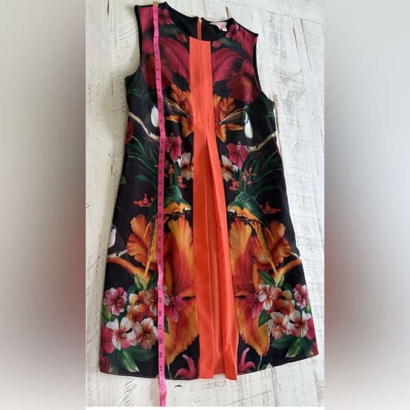 Ted Baker Black Dress Tropical Orange Accent Design size 2 (4/6) - Picture 4 of 8